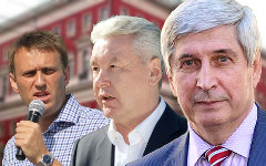 Алексей Навальный, Сергей Собянин и Иван Мельников. Коллаж © KM.RU