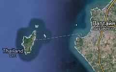 Остров Лан и Паттайя, Таиланд. Изображение сервиса Google Maps