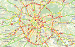 Москва в пробках. Изображение с сайта maps.yandex.ru