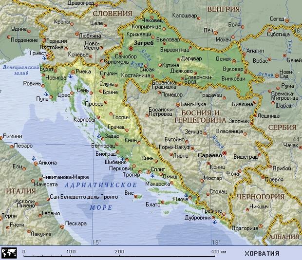 Хорватия (географическая карта)