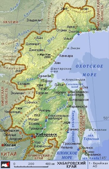 Хабаровский край (географическая карта)