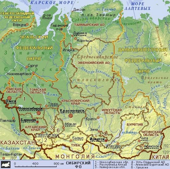 Сибирский ФО (географическая карта)