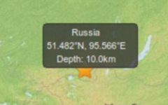 Землетрясение в Туве. Скриншот карты с сайта earthquake.usgs.gov