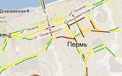 Пробки в Перми. Скриншот с maps.google.ru