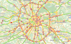 Москва в пробках. Изображение с сайта maps.yandex.ru